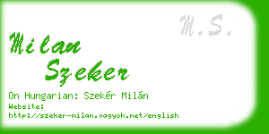 milan szeker business card
